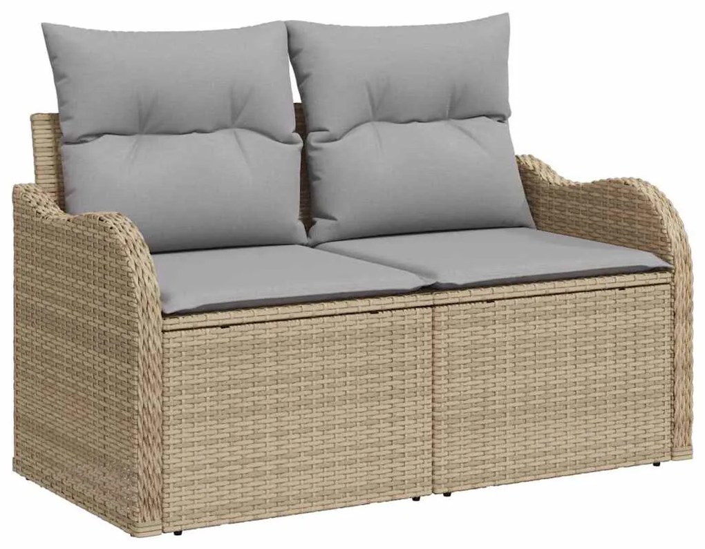 vidaXL Σετ Κήπου 9 Τεμαχίων με Μαξιλάρια Beige από Poly Rattan