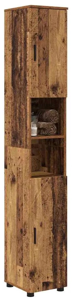 vidaXL Ντουλάπι Μπάνιου με αποθήκευση Παλιό Ξύλο 30 x 35 x 192 εκ.