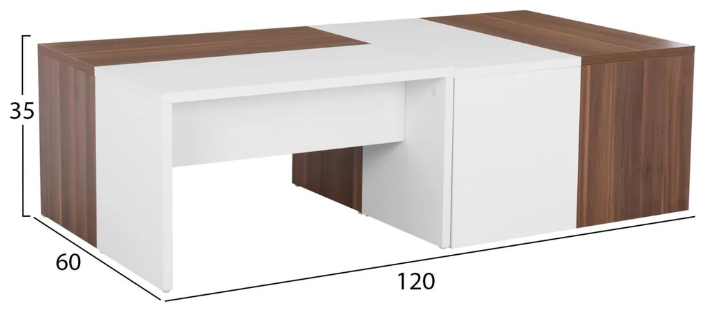 ΤΡΑΠΕΖΙ ΣΑΛΟΝΙΟΥ KARSYN ΚΑΡΥΔΙ-ΛΕΥΚΟ  120x60x35 εκ.