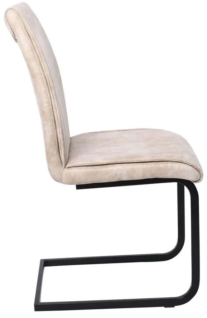 Καρέκλα Μεταλλική TORY Μαύρη/Ύφασμα Suede Μπεζ 43x56x95cm (Σετ 4 ΤΕΜ)