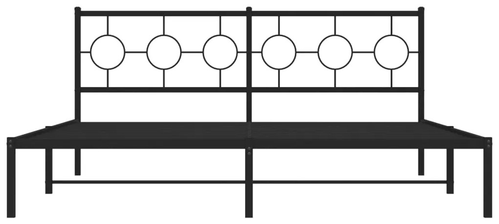 vidaXL Πλαίσιο Κρεβατιού με Κεφαλάρι Μαύρο 180 x 200 εκ. Μεταλλικό
