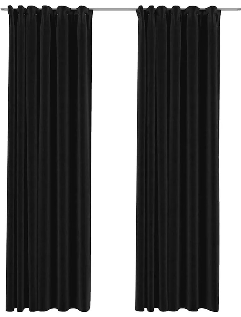 vidaXL Κουρτίνες Συσκ. με Γάντζους/'Οψη Λινού 2 τεμ Ανθρακί 140x225 εκ