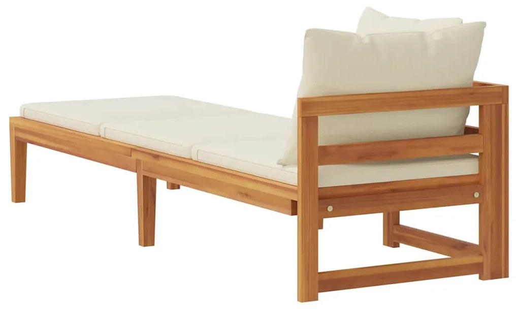 vidaXL Ξαπλώστρα με 1 Μπράτσο από Ξύλο Ακακίας με Κρεμ/Λευκά Μαξιλάρια