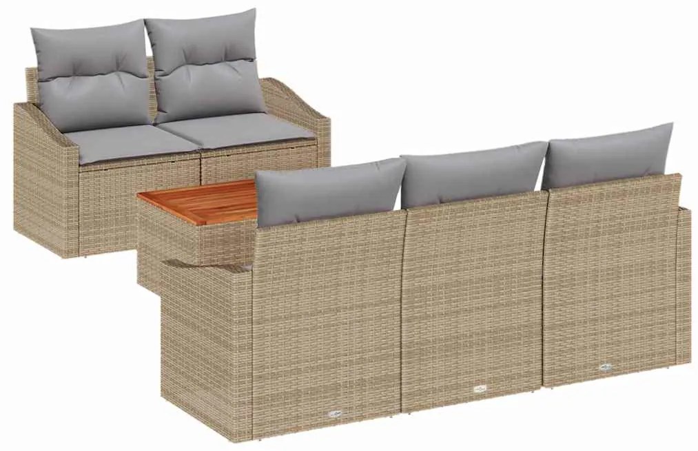 vidaXL Σετ Καναπέ Κήπου 6 pcs Beige, ανοιχτό γκρι