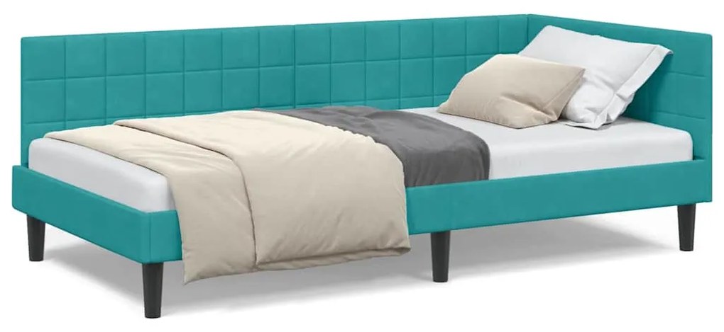 vidaXL Κρεβάτι Γωνίας με κεφαλάρι Τιρκουάζ 100 x 200 cm Βελούδο
