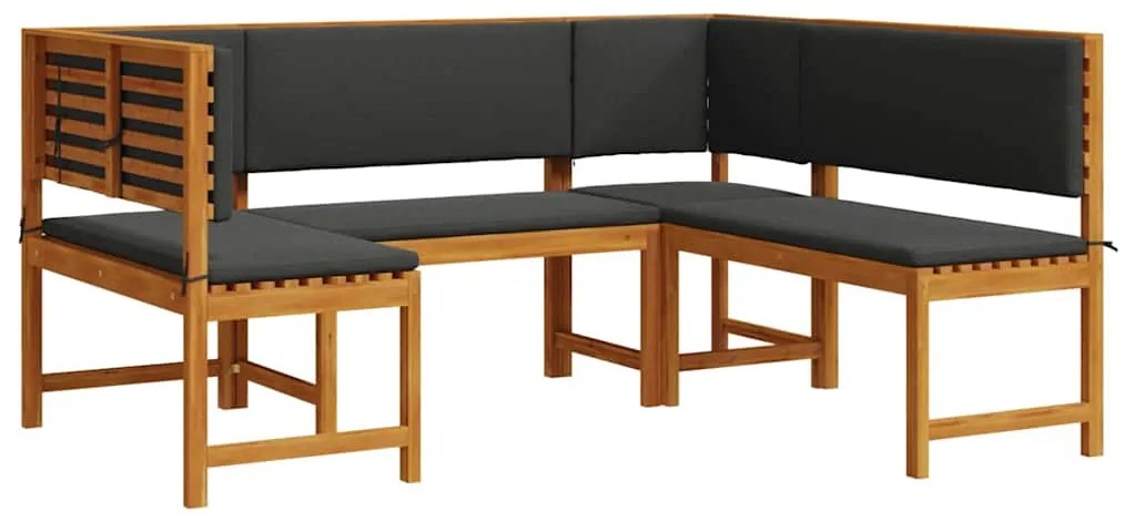 vidaXL Σετ Παγκάκι Κήπου 3 pcs Καφέ Μασίφ ξύλο ακακίας