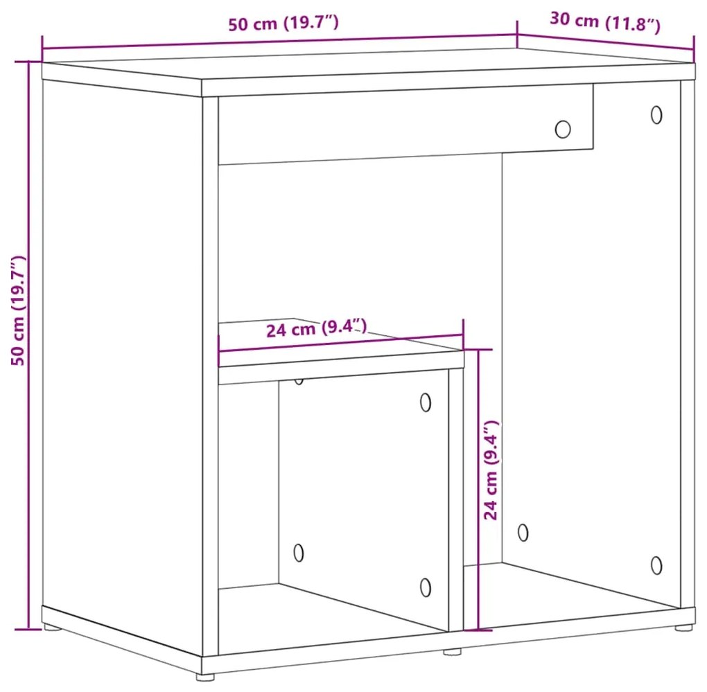 Τραπέζι Βοηθητικό Γκρι Σκυροδέματος 50x30x50 εκ. Επεξ. Ξύλο 840561