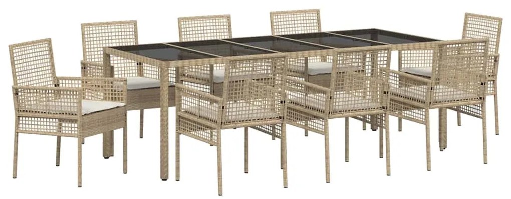 vidaXL Σέτ φαγητού για κήπο 9 pcs Μπεζ συνθετικό ρατάν