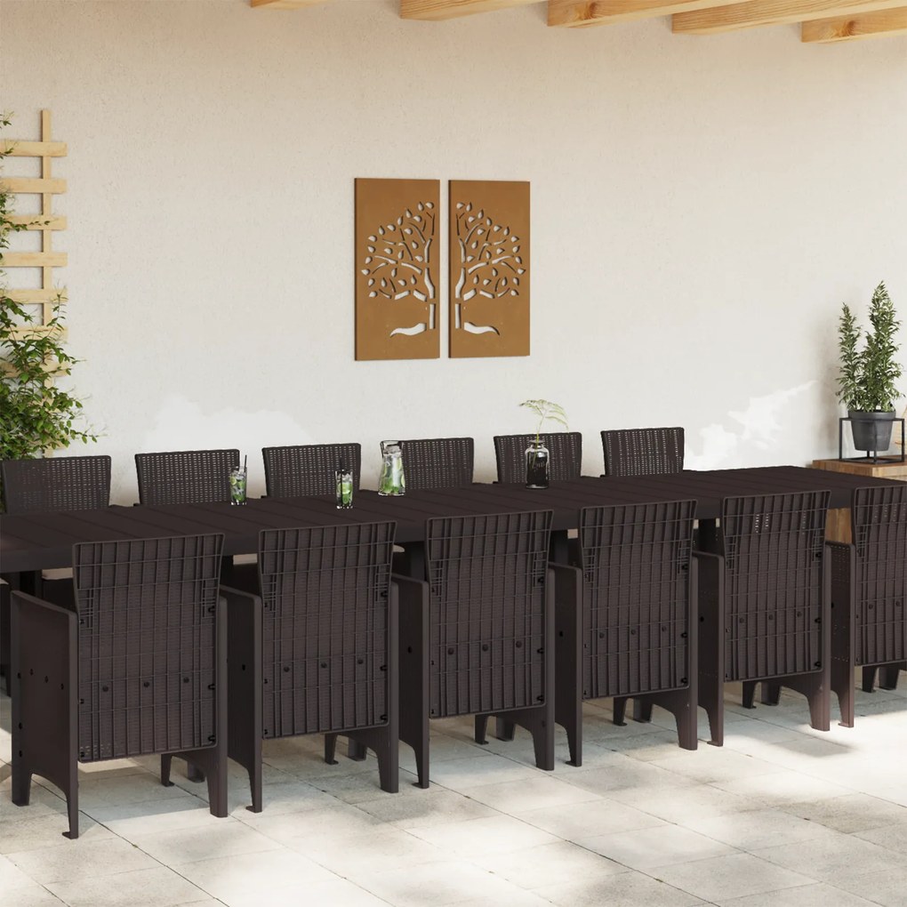 vidaXL Σετ Τραπεζαρίας Κήπου 15 pcs Καφέ Για 14 Άτομα