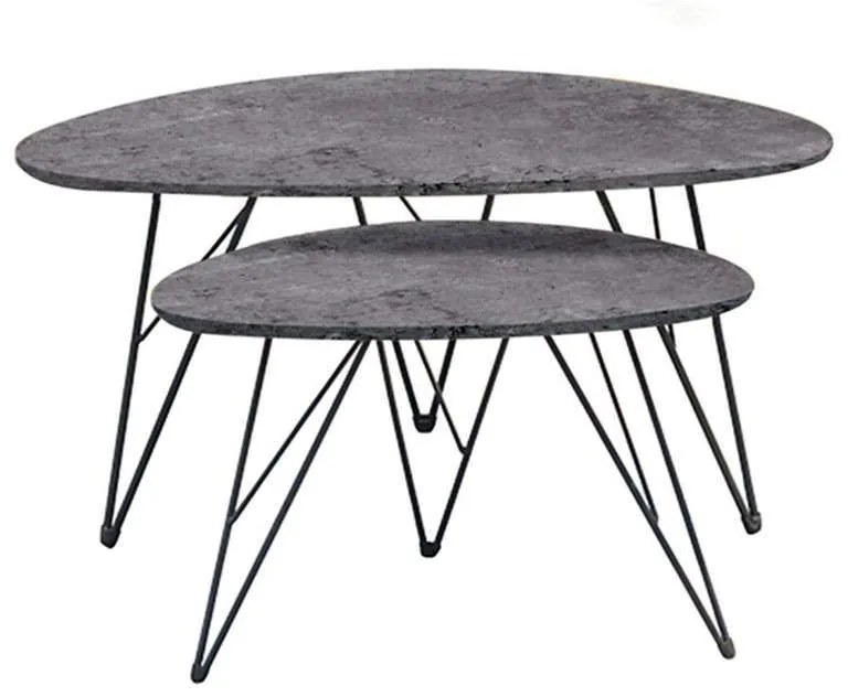 Τραπεζάκι Σαλονιού Σετ 2τμχ Nancy Cement 90X60X45.5/60X40X38εκ. 09.0443 Mdf, Metal