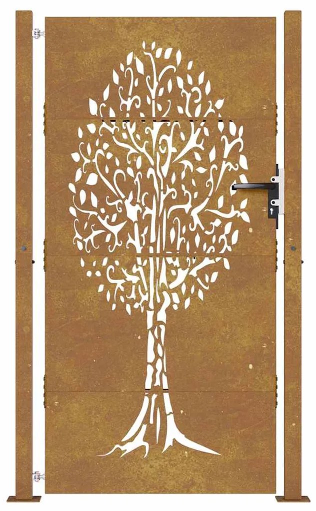 vidaXL Πόρτα Κήπου με Σχέδιο Δέντρου από Ατσάλι Corten 100 x 200 εκ.