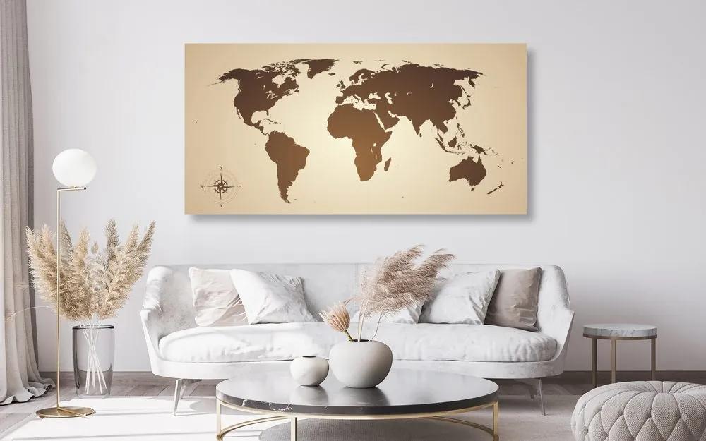 Εικόνα στον παγκόσμιο χάρτη φελλού σε αποχρώσεις του καφέ - 120x60  arrow