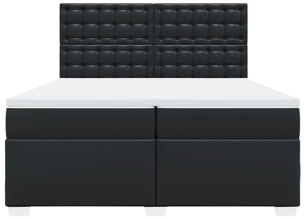 vidaXL Κρεβάτι Boxspring με Στρώμα Μαύρο 200x200 εκ. Συνθετικό Δέρμα