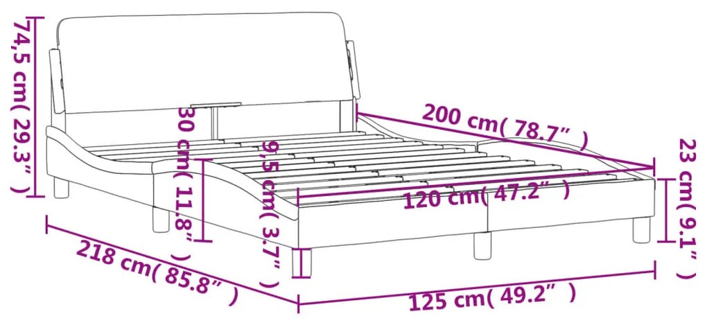 Σκελετός Κρεβατιού Χωρίς Στρώμα Αν. Γκρι 120x200 εκ. Υφασμάτινο - Γκρι