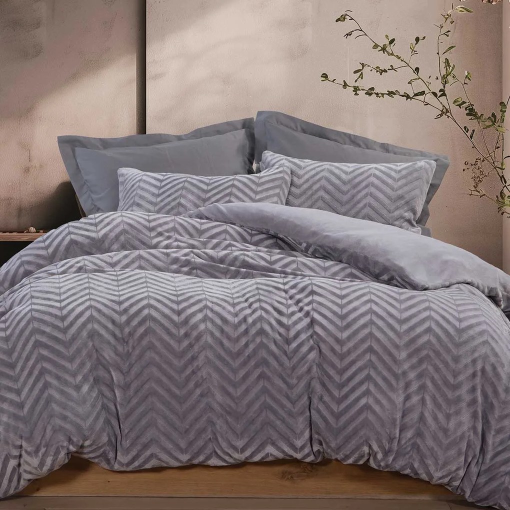 Παπλωματοθήκη Fleece Μονή (Σετ 160x220) Nef-Nef Homeware Carmen Grey