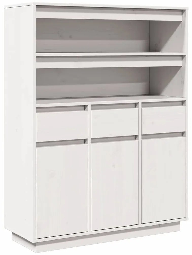 vidaXL Ντουλάπι Ψηλό Λευκό 89x34x116,5 εκ. από Μασίφ Ξύλο Πεύκου
