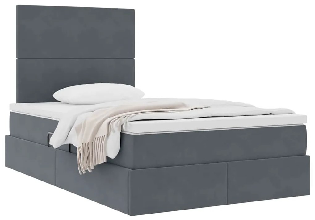 vidaXL Κρεβάτι με αποθηκευτικό χώρο και LED Σκούρο Γκρι 120 x 190 cm