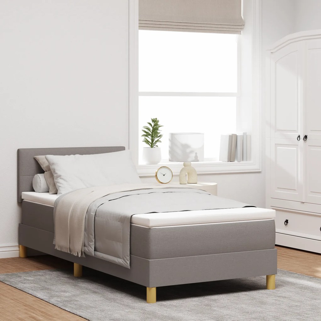 vidaXL Box Spring Bed με Στρώμα & LED Ταπί 90x200 εκ. Ύφασμα