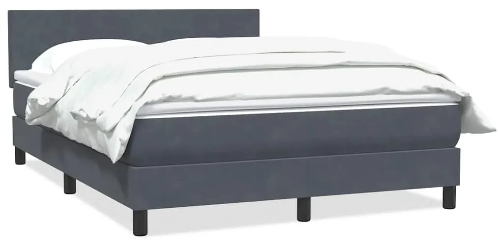 vidaXL Κρεβάτι Boxspring με Στρώμα Σκούρο Γκρι 140x210 εκ. Βελούδινο