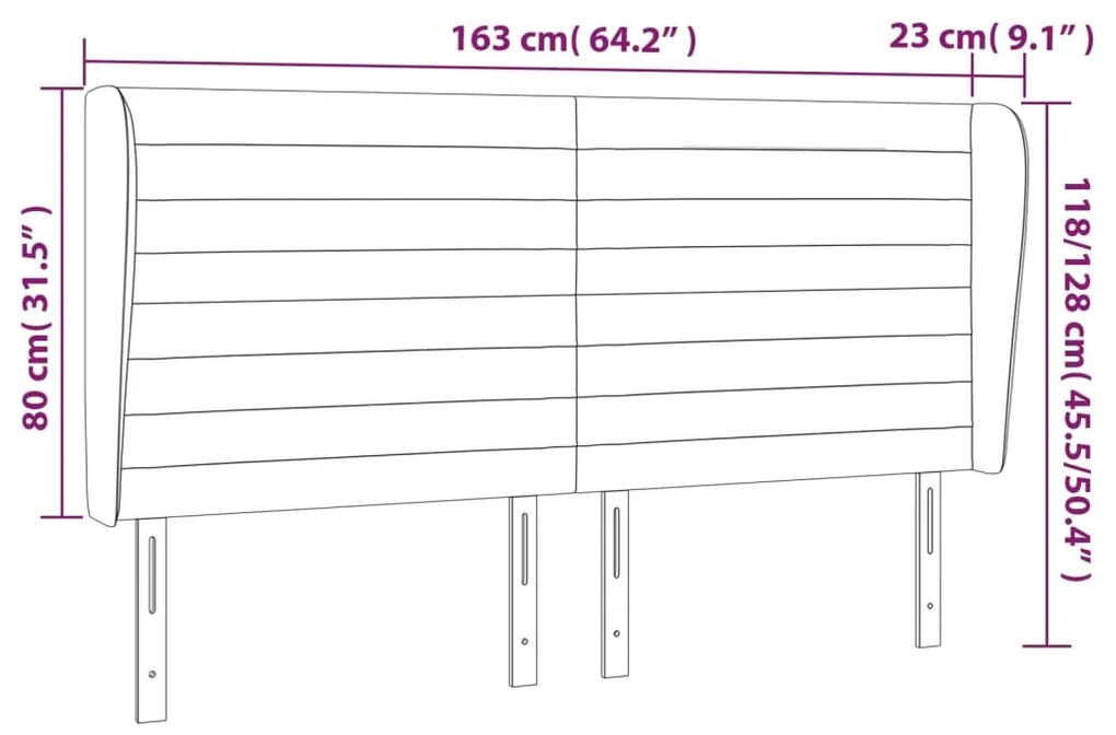 Κεφαλάρι με Πτερύγια Σκούρο Γκρι 163x23x118/128 εκ. Υφασμάτινο 3118103