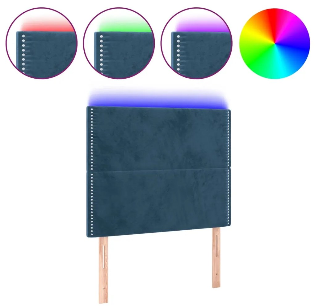 Κεφαλάρι Κρεβατιού LED Σκούρο Μπλε 90x5x118/128 εκ. Βελούδινο 3122324