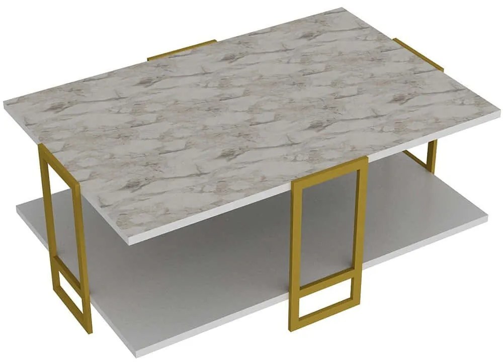 Τραπέζι Σαλονιού Polka 875ZNA2813 91,5x61,5x36,6cm Marble Effect White