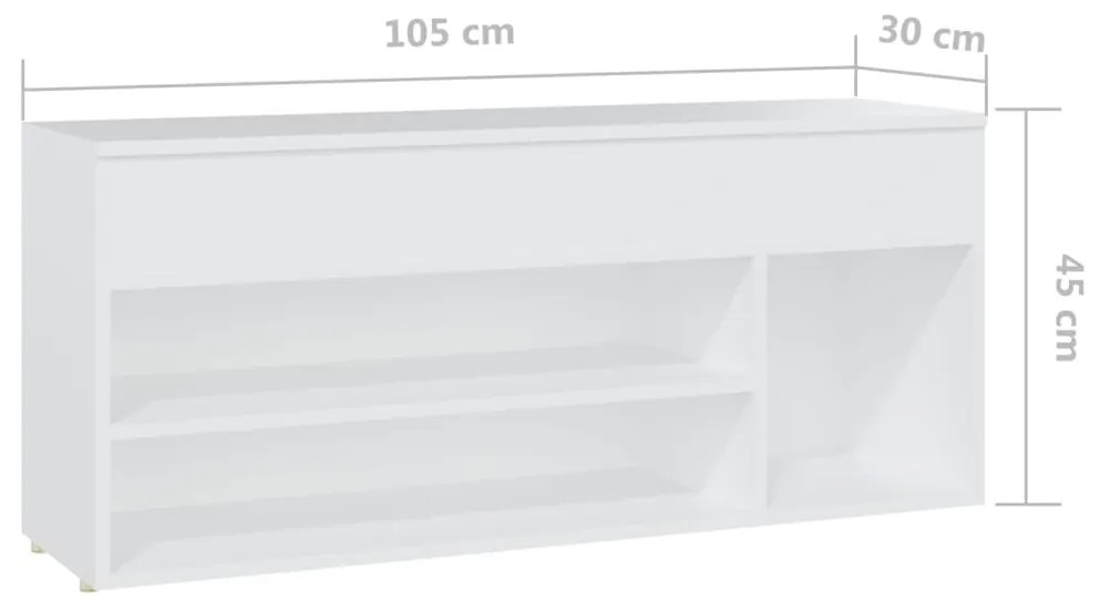 Παπουτσοθήκη Λευκή 105 x 30 x 45 εκ. από Επεξ. Ξύλο - Λευκό