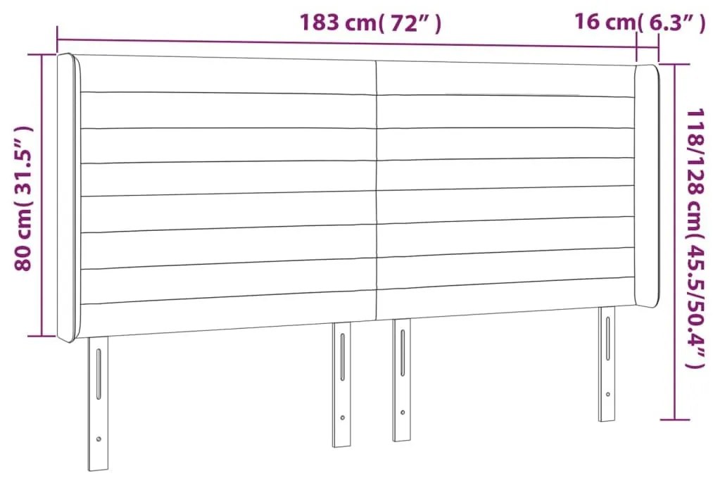 Κεφαλάρι με Πτερύγια Ανοιχτό Γκρι 183x16x118/128 εκ. Βελούδινο - Γκρι