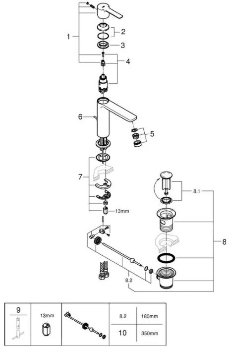 Μπαταρία επιτραπέζιου νιπτήρος Grohe Lineare New-Anthraki Mat