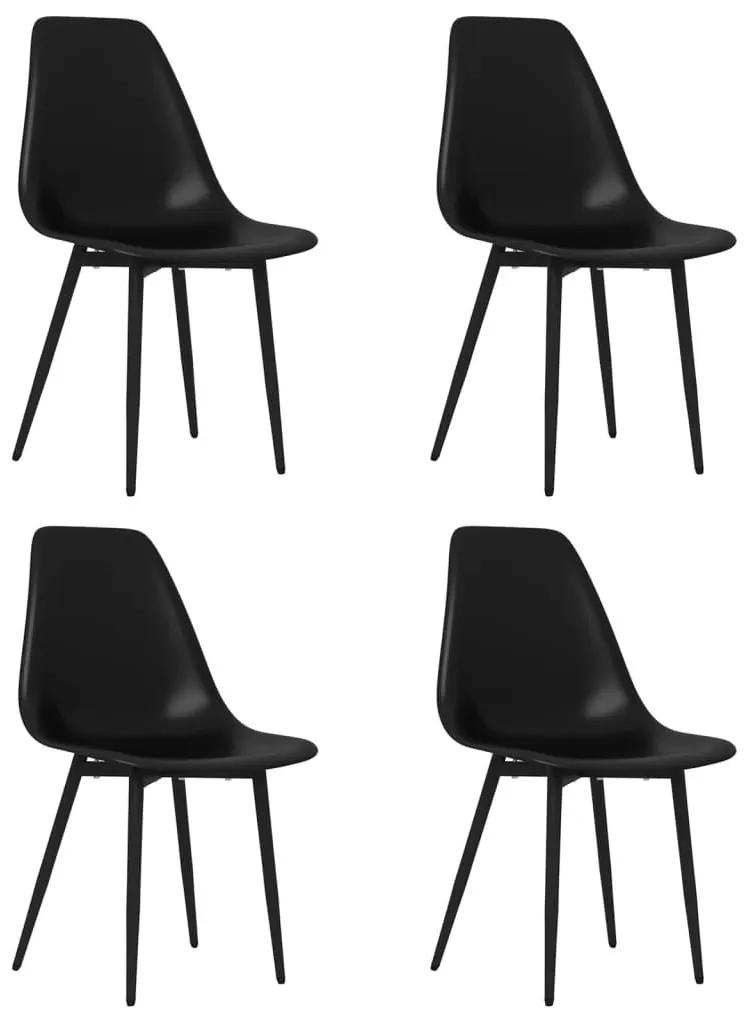 Καρέκλες Τραπεζαρίας 4 τεμ. Μαύρες από Πολυπροπυλένιο - Μαύρο