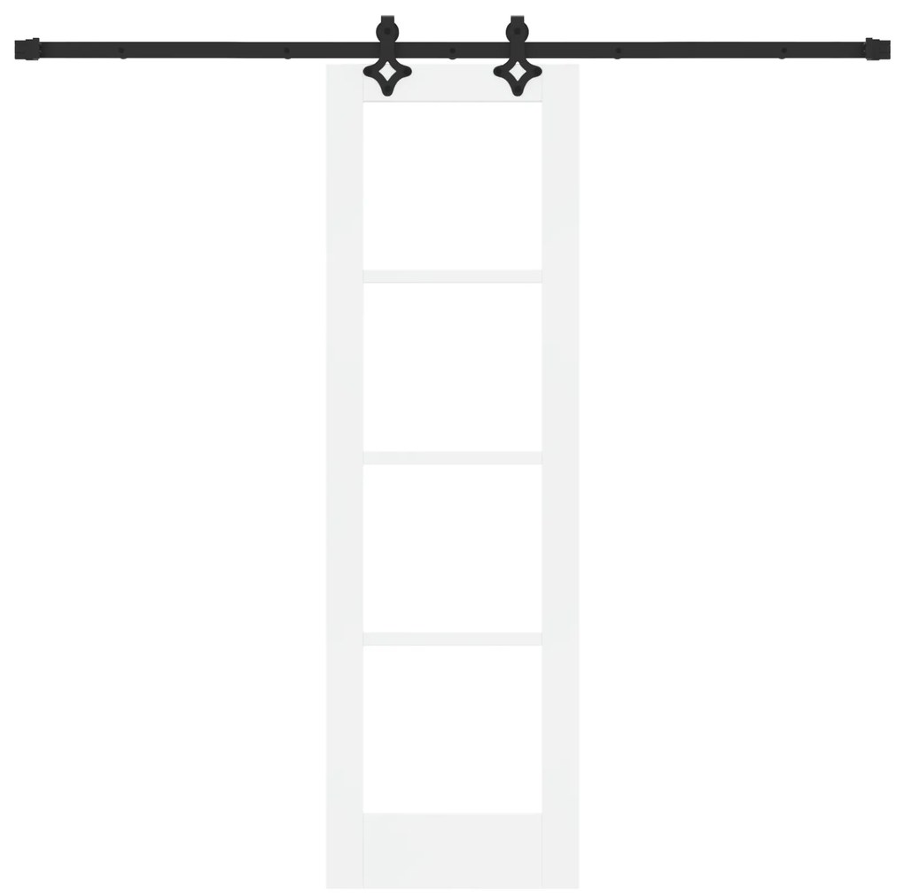 vidaXL Συρόμενη Πόρτα  με Σετ Υλικών Λευκή 61x198.5 εκ. Συμπαγές Ξύλο Πεύκου