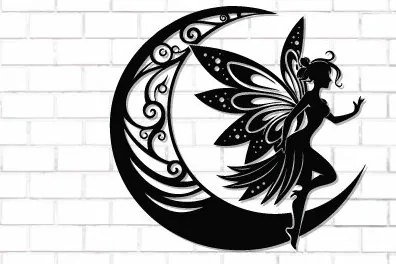 Intra απο ξύλο plywood  Χρώμα wenge 3mm-4mm πάχος - Fairy and Moon Wall Art Δίασταση 40x50 cm INTRAFABR-94768160