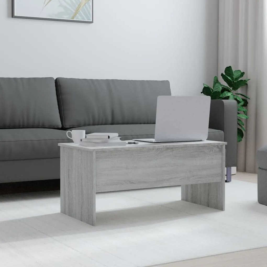 vidaXL Τραπεζάκι Σαλονιού ΓκριSonoma102x50,5x46,5εκ.Επεξεργασμένο Ξύλο