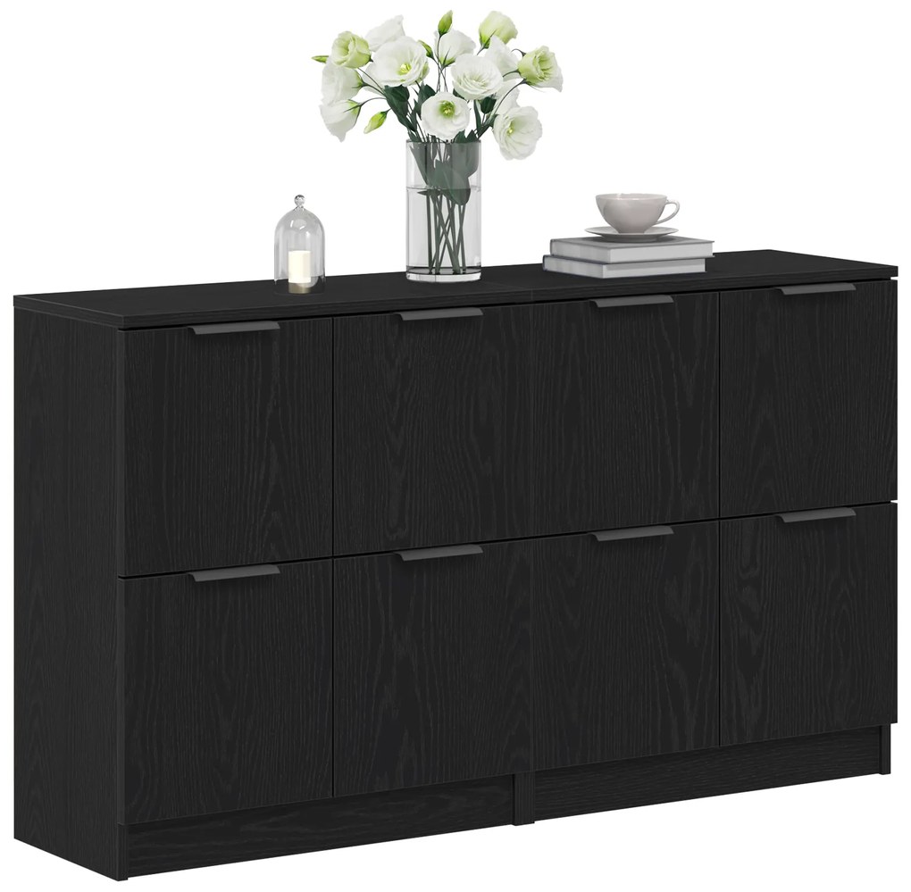 vidaXL Μπουφέδες 2 τμχ Μαύρο Δρυς 60x30x70 εκ Επεξεργασμένο Ξύλο
