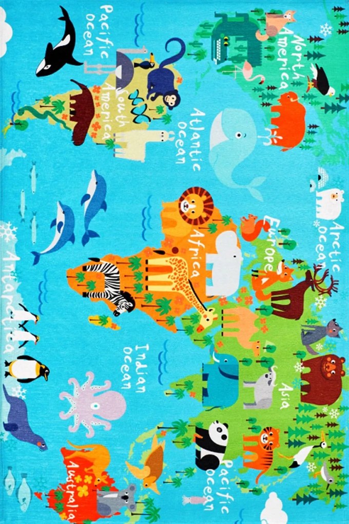 Χαλί Torino Kids Tok 233 World Map Obsession 120X170cm