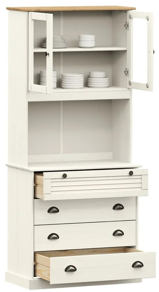 vidaXL Βιτρίνα VIGO Λευκή 80 x 40 x 176 εκ. από Μασίφ Ξύλο Πεύκου