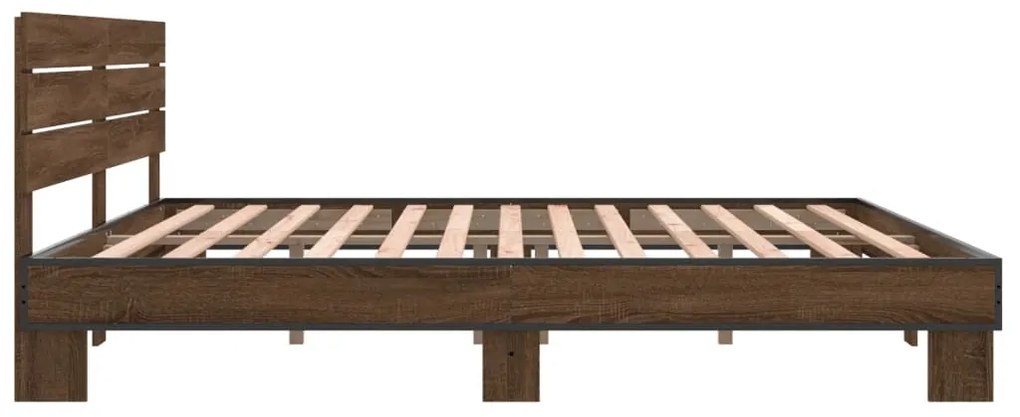 vidaXL Πλαίσιο Κρεβατιού Καφέ Δρυς 180x200 εκ. Επεξ. Ξύλο &amp; Μέταλλο