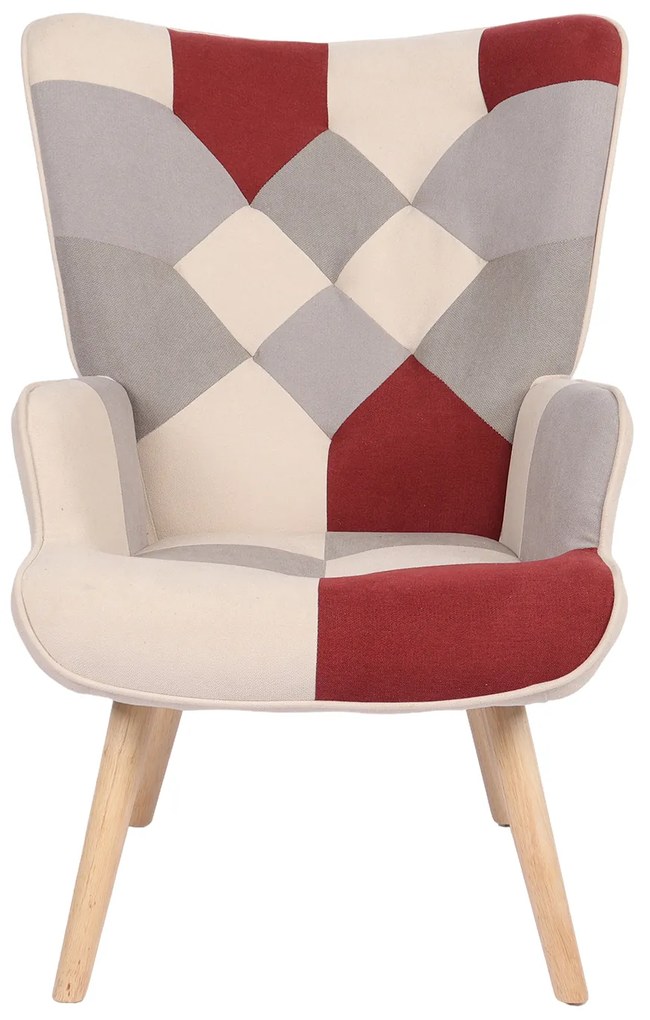 Πολυθρόνα ArteLibre BRIAR Μπορντό/Γκρι Patchwork Ύφασμα/Ξύλο 73x69x96cm