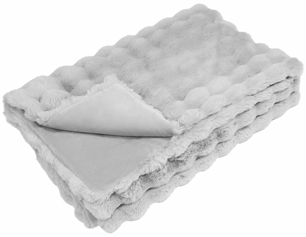 vidaXL Ψεύτικη κουβέρτα από κουνέλι Γκρι 220 x 240 cm Πολυεστέρας