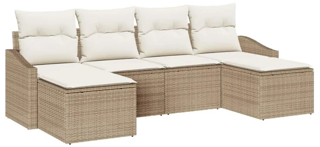 vidaXL Σετ Καναπέ Κήπου 6 pcs Μπεζ Πολυ ράταν