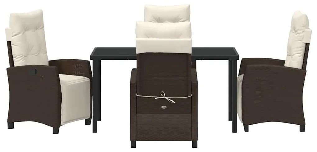 vidaXL Σέτ φαγητού για κήπο με μαξιλάρι 5 pcs Καφέ συνθετικό ρατάν