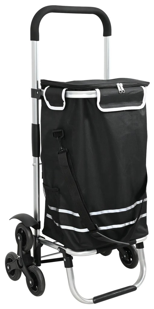vidaXL Καρότσι Αγορών Μαύρο 47 x 39 x 100.5 εκ. Ύφασμα Oxford