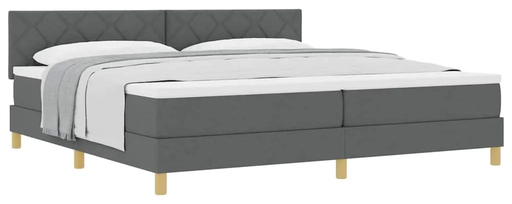 vidaXL Κρεβάτι box spring με στρώμα Σκούρο Γκρι 200 x 200 cm ύφασμα