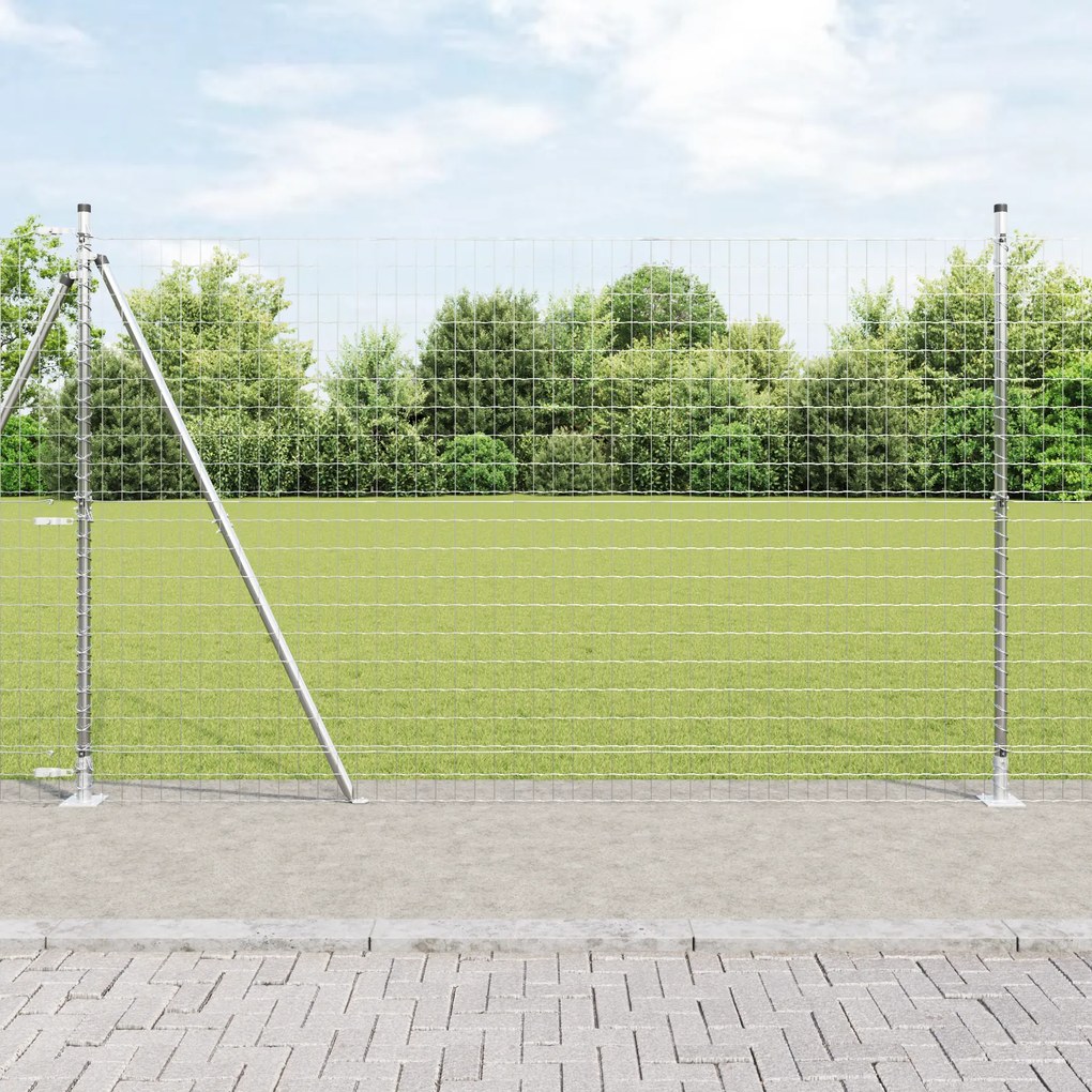 vidaXL Euro Fence με 7 Φλαντζωτούς Πόλους 1.5x10 m Γαλβανισμένος Χάλυβας