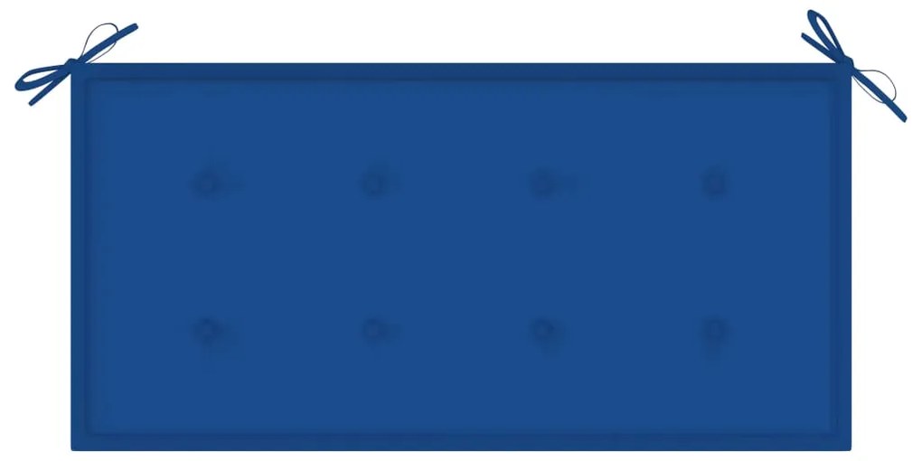 vidaXL Παγκάκι Κήπου 112 εκ. από Μασίφ Ξύλο Teak με Μπλε Ρουά Μαξιλάρι