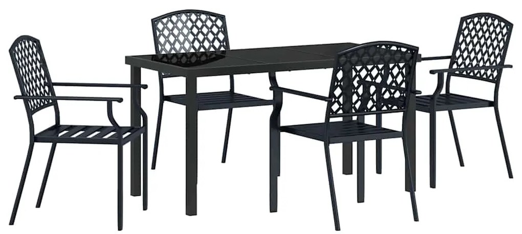 vidaXL Σέτ φαγητού για κήπο 5 pcs Ανθρακί Χάλυβας με επίστρωση πούδρας