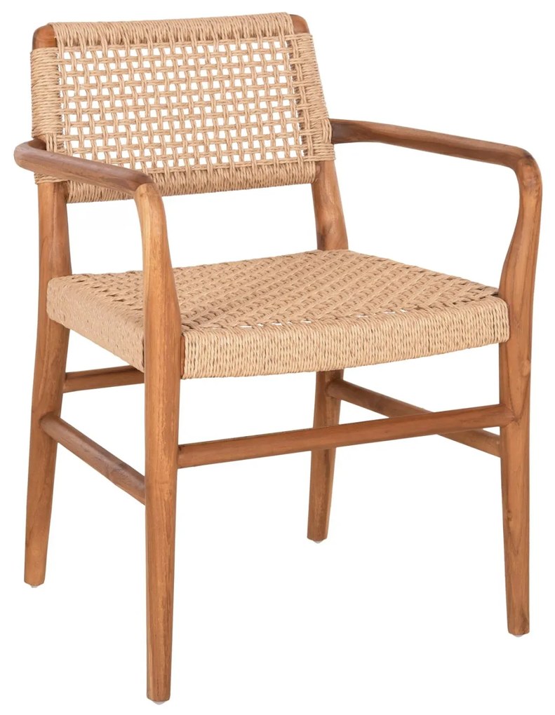 Πολυθρόνα ROSCO Ξύλο Teak Φυσικό και Σχοινί Viro ΜΠέζ 56x54,5x78Υεκ. 56x54.5x78 εκ.
