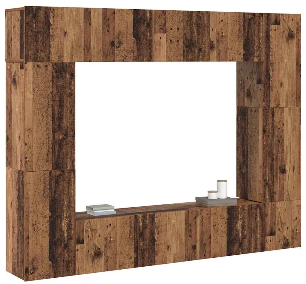 vidaXL Σετ επίπλου τηλεόρασης 8 pcs Παλαιό ξύλο 80 x 30 x 30 εκ