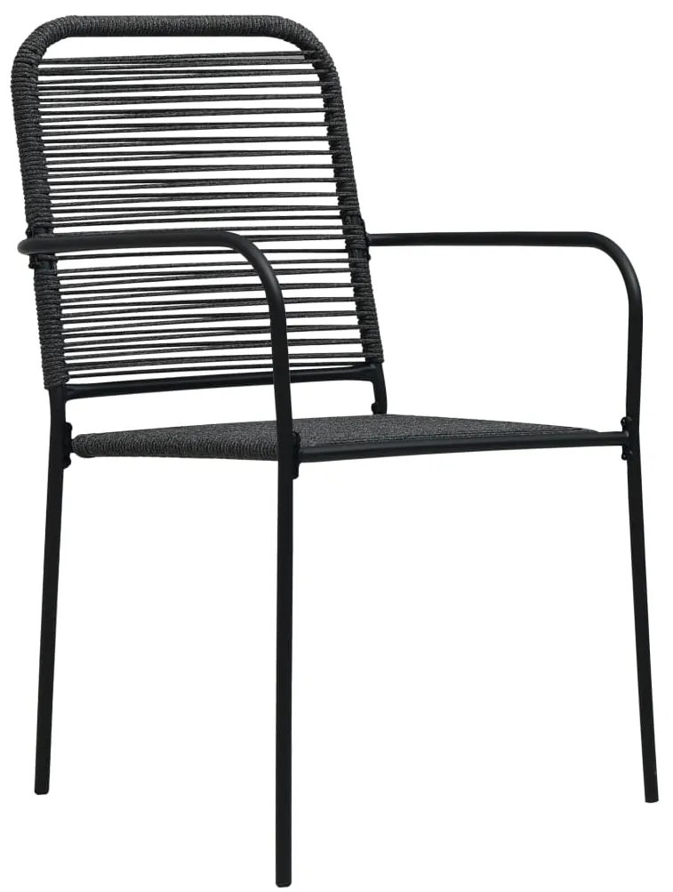 vidaXL Σετ Τραπεζαρίας Κήπου 5 τεμ. Μαύρο Ατσάλι &amp; Βαμβακερό Σχοινί