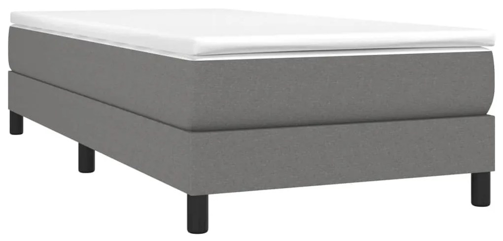 vidaXL Κρεβάτι Boxspring με Στρώμα Σκούρο Γκρι 90x190 εκ. Υφασμάτινο